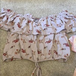 American Eagle off the shoulder floral blouse